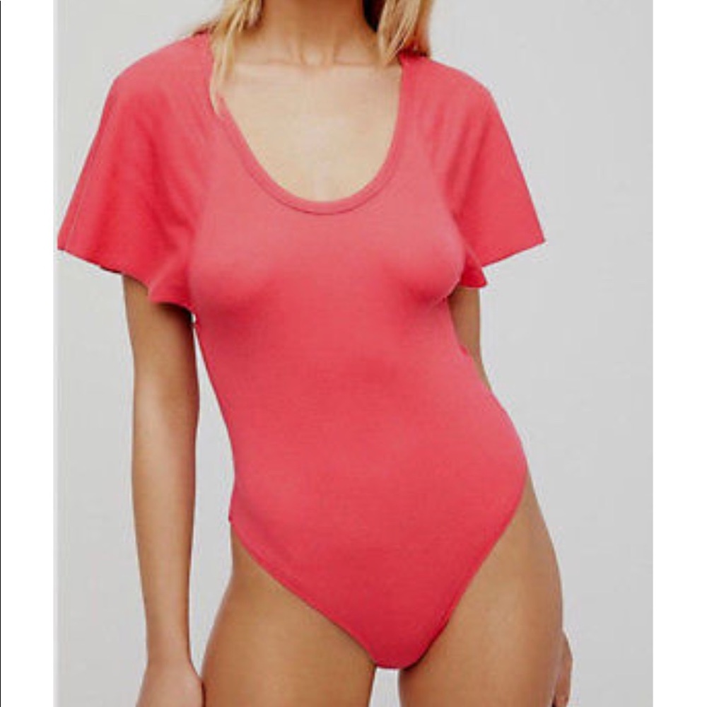 FREE PEOPLE Byron Flutter Bodysuit, Pink | Sz XS